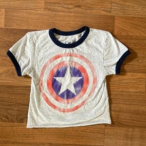 A cropped marvel t shirt